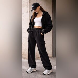Women's Black Cargo Sweatpants